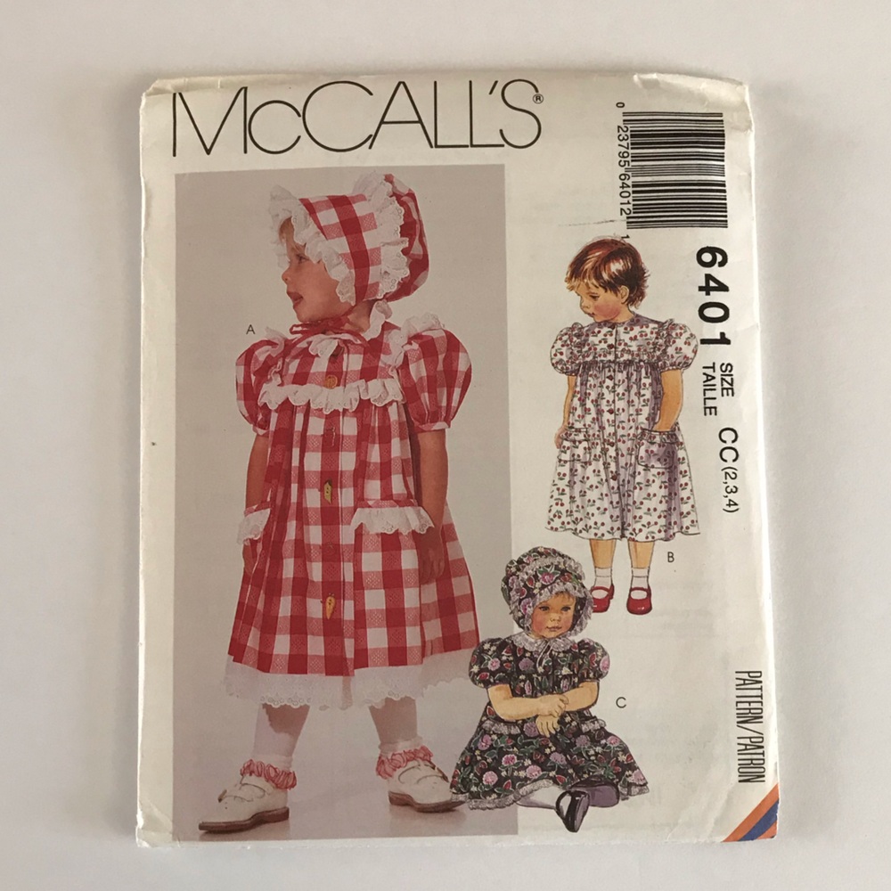 🧵3for12🧵 VTG McCall’s Pattern 6401 Child’s Dress Bonnet